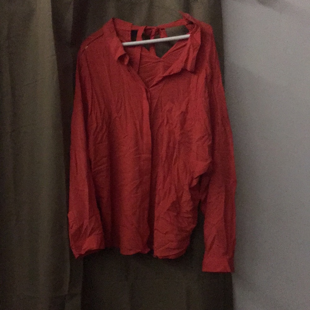 Cute red/orange button down blouse